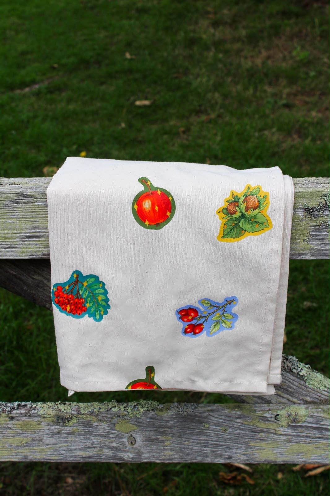 Colourful autumn tea towel