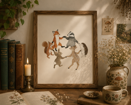 Dancing woodland animals print