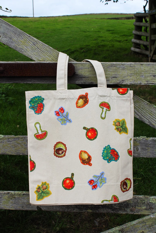 Colourful autumn canvas tote