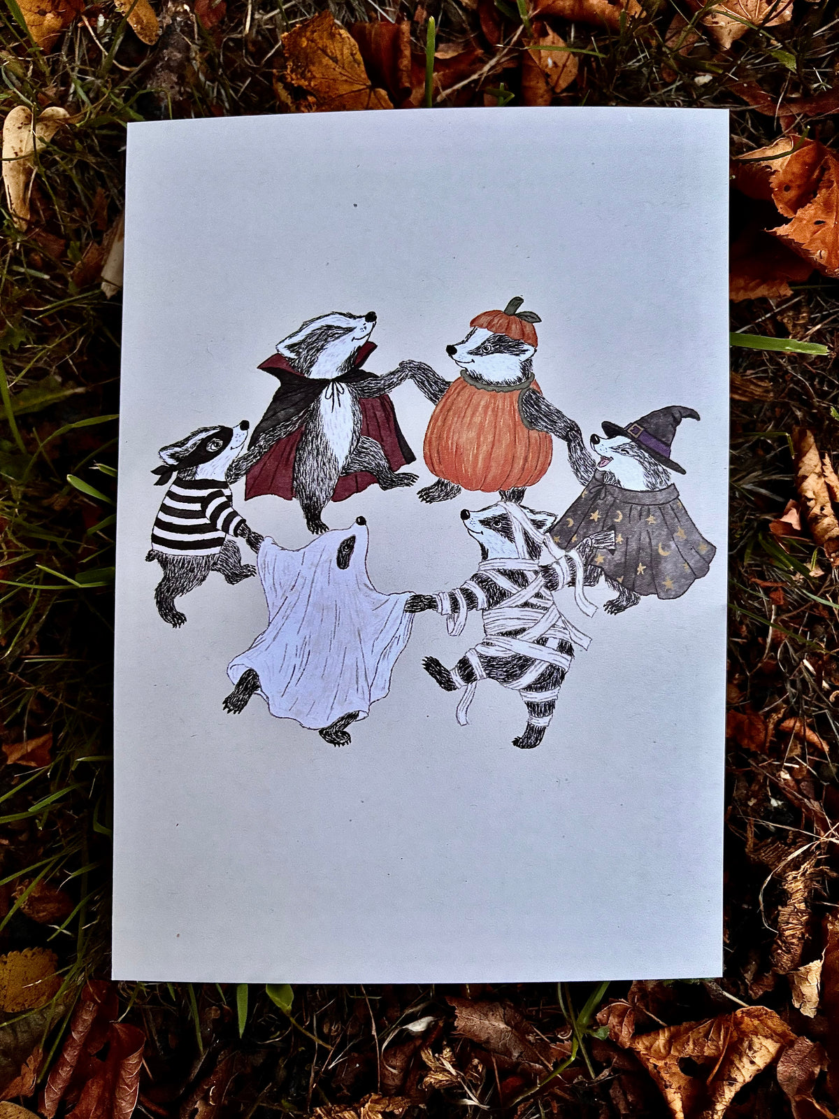 All Hallows’ eve badger print