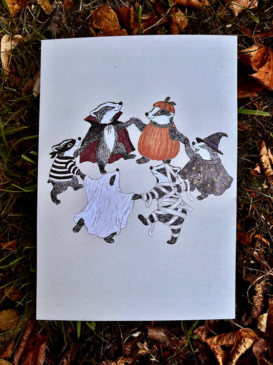 All Hallows’ eve badger print