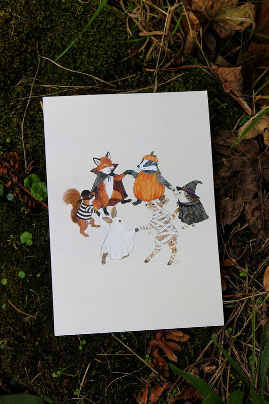 All Hallows’ eve woodland animals print