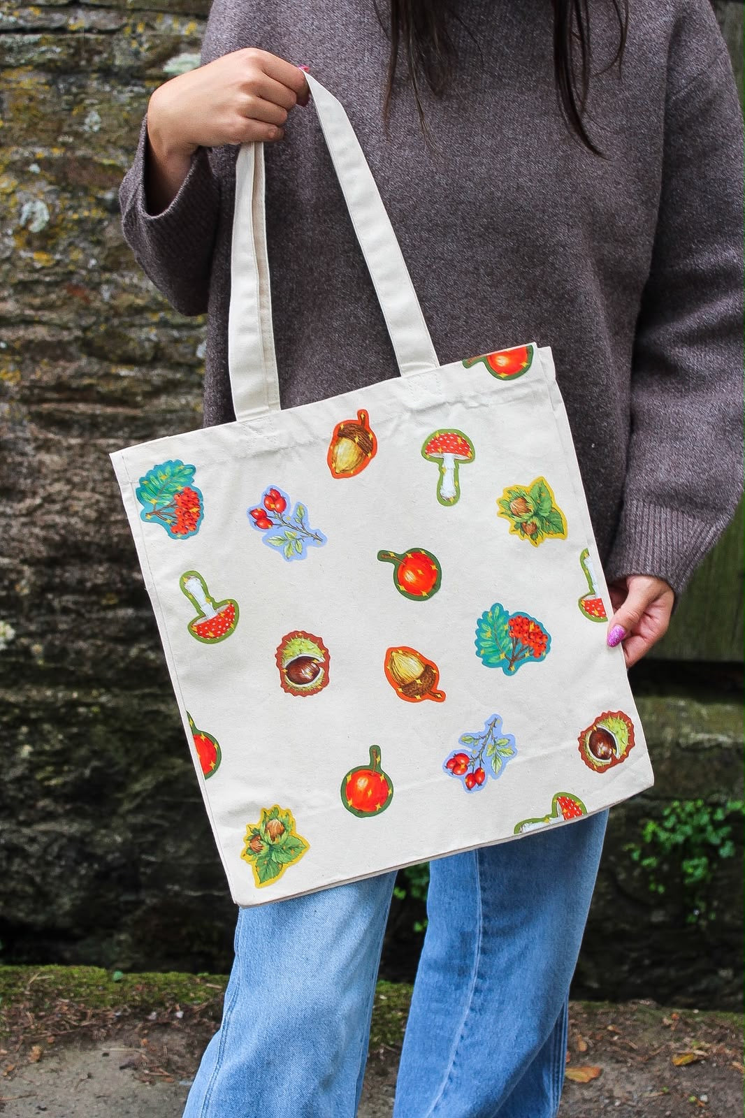 Colourful autumn canvas tote