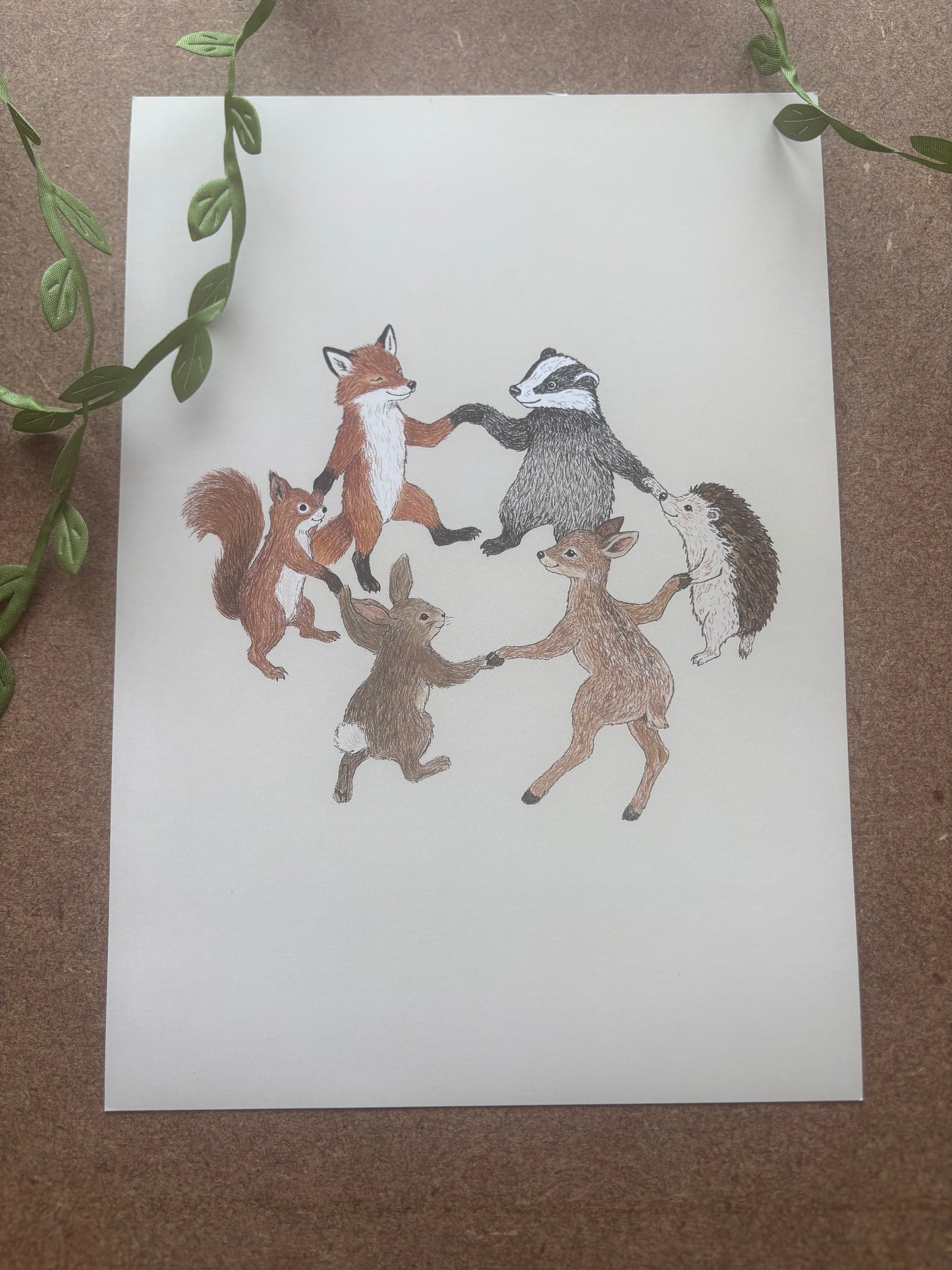 Dancing woodland animals print